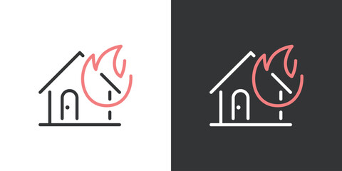 火事の2色ラインアイコン © WAWAWA