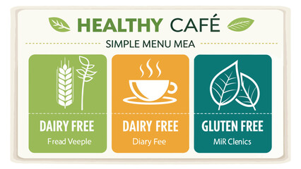 Healthy cafe menu showcasing dairy free and gluten free options for health conscious customers