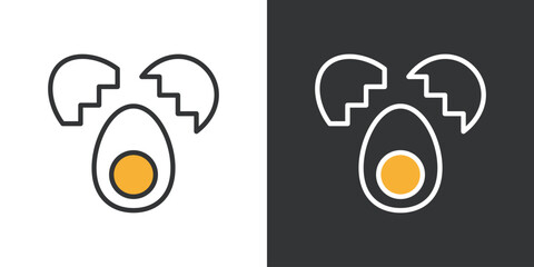 生卵の2色ラインアイコン