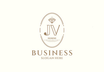 Initial Elegant JV Diamond Business Logo Brand for Jewelry Boutique