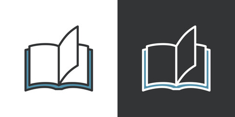 本の2色ラインアイコン