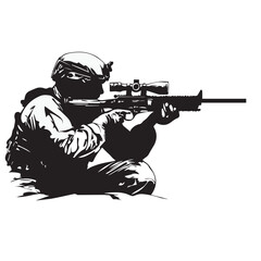 soldier with rifle on white