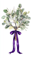 Watercolor lavender and eucalyptus bouquet