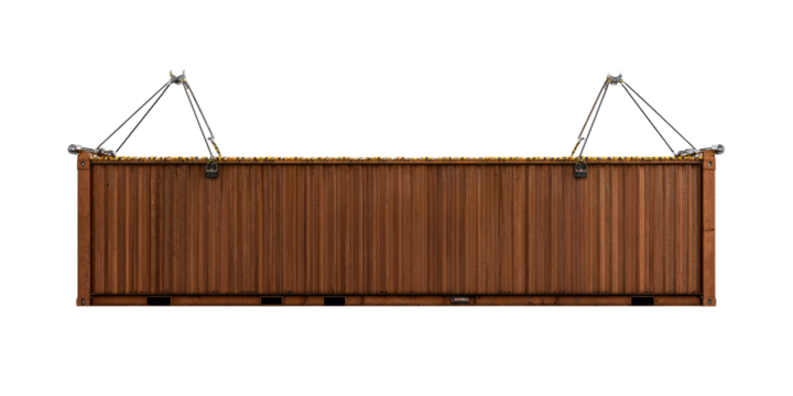 Wooden shipping container with lifting mechanisms