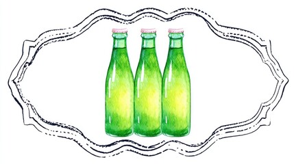 glass bottles in a light green color palette