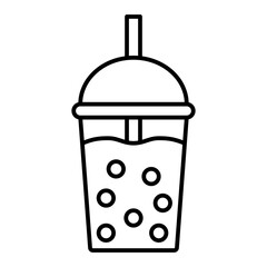bubble tea line icon with editable stroke