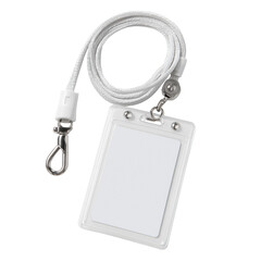 Fototapeta premium White plastic badge reel with retractable cord isolated on transparent White background png