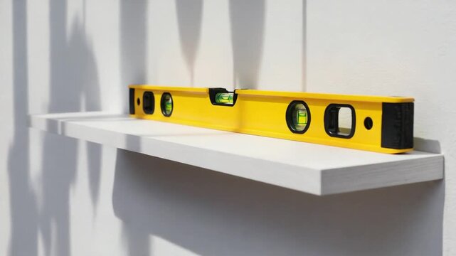Spirit level on a piece of furniture.
