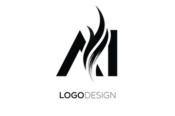 Fototapeta premium AI Creative Monogram Logo Design – Modern Abstract Letter Mark with Artistic Brush Stroke