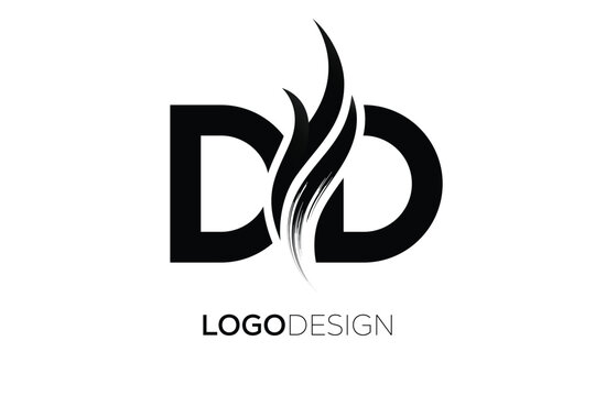 DD Creative Monogram Logo Design &ndash; Modern Abstract Letter Mark with Artistic Brush Stroke
