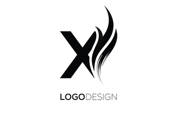 X Creative Monogram Logo Design – Modern Abstract Letter Mark with Artistic Brush Stroke
