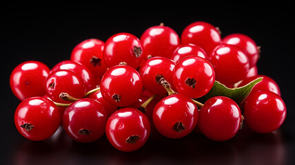 Red holly berries isolated on dark background
