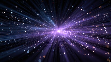 Fototapeta premium Abstract Purple Light Burst with Glowing Particles Background
