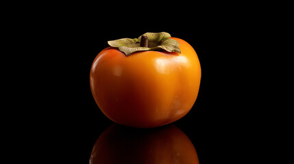 Closeup of persimmon isolated on a black background

