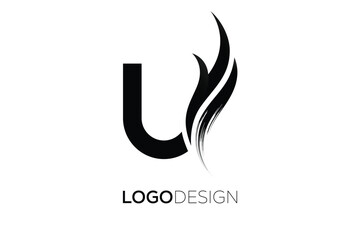 U Creative Monogram Logo Design – Modern Abstract Letter Mark with Artistic Brush Stroke