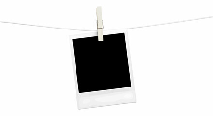 Naklejka premium Isolated polaroid photo frame illustration on a white background, a vintage style blank template for memory