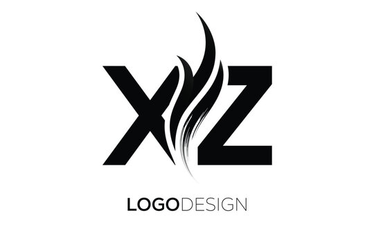 XZ Creative Monogram Logo Design &ndash; Modern Abstract Letter Mark with Artistic Brush Stroke