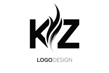 KZ Creative Monogram Logo Design – Modern Abstract Letter Mark with Artistic Brush Stroke