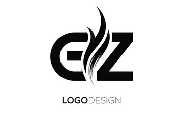 GZ Creative Monogram Logo Design – Modern Abstract Letter Mark with Artistic Brush Stroke