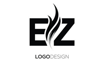 EZ Creative Monogram Logo Design – Modern Abstract Letter Mark with Artistic Brush Stroke