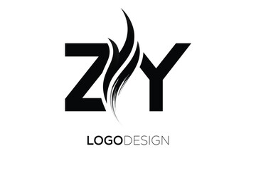 ZY Creative Monogram Logo Design – Modern Abstract Letter Mark with Artistic Brush Stroke