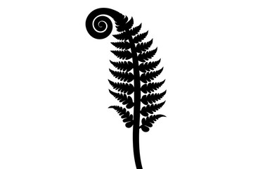 Fiddlehead Fern Silhouette Vector Illustration