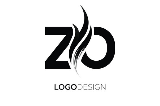 ZO Creative Monogram Logo Design &ndash; Modern Abstract Letter Mark with Artistic Brush Stroke