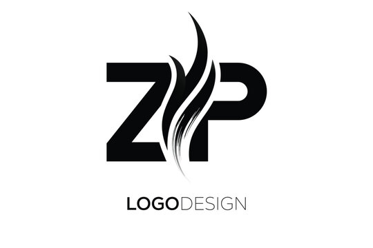 ZP Creative Monogram Logo Design &ndash; Modern Abstract Letter Mark with Artistic Brush Stroke