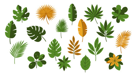 Naklejka premium Colorful tropical leaf collection with various shapes and patterns