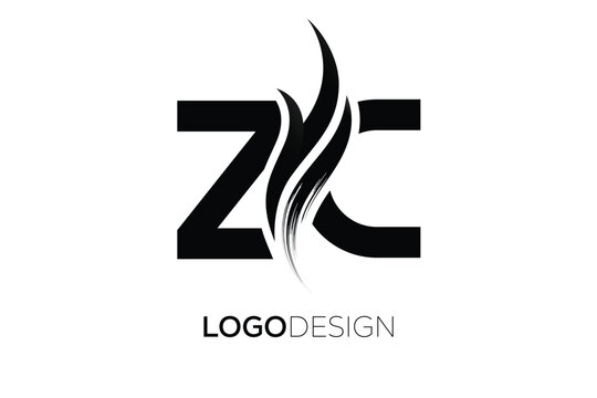 ZC Creative Monogram Logo Design &ndash; Modern Abstract Letter Mark with Artistic Brush Stroke
