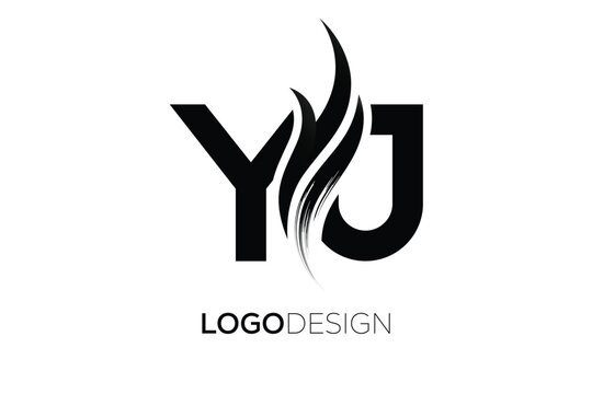 YJ Creative Monogram Logo Design &ndash; Modern Abstract Letter Mark with Artistic Brush Stroke