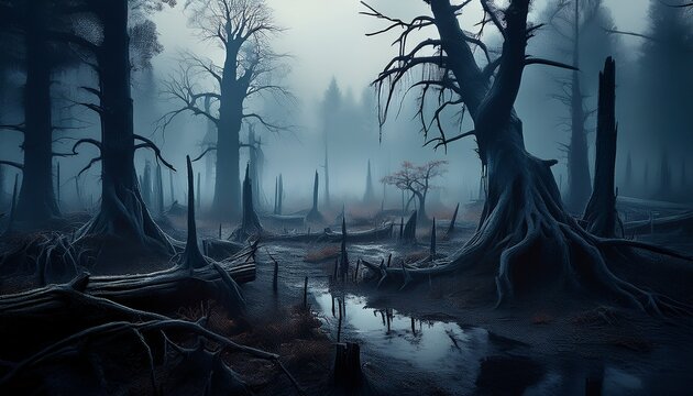 misty dead forest