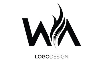 WA Creative Monogram Logo Design – Modern Abstract Letter Mark with Artistic Brush Stroke