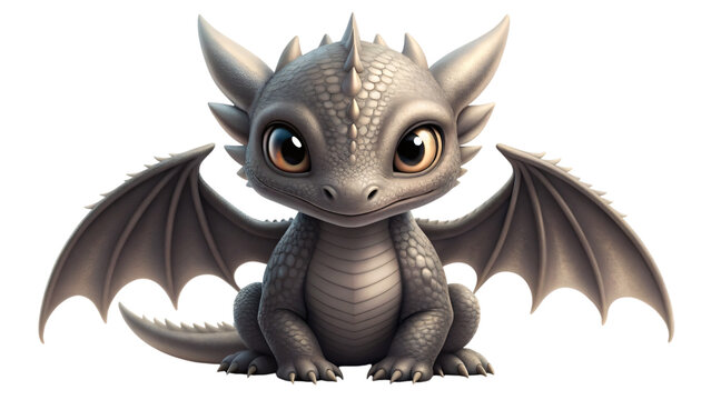 A funny cartoon illustration of a cute baby dragon design art as happy fantasy characters