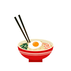 flat 2D icon vector illustrator of bowl of ramen