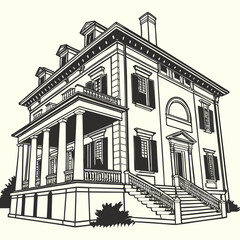 Classic Southern Mansion with Columns and Shutters