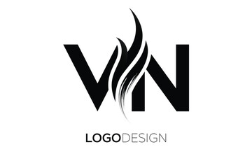 VN Creative Monogram Logo Design – Modern Abstract Letter Mark with Artistic Brush Stroke