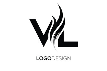 VL Creative Monogram Logo Design – Modern Abstract Letter Mark with Artistic Brush Stroke