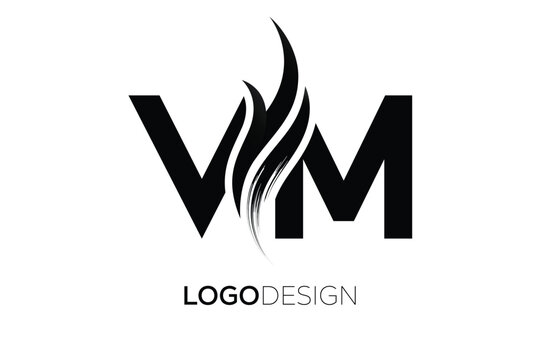 VM Creative Monogram Logo Design &ndash; Modern Abstract Letter Mark with Artistic Brush Stroke