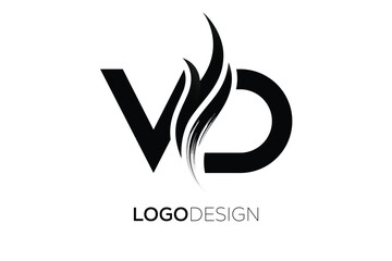 VD Creative Monogram Logo Design – Modern Abstract Letter Mark with Artistic Brush Stroke