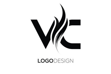 VC Creative Monogram Logo Design – Modern Abstract Letter Mark with Artistic Brush Stroke