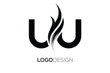 Naklejka premium UU Creative Monogram Logo Design – Modern Abstract Letter Mark with Artistic Brush Stroke