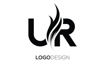 Obraz premium UR Creative Monogram Logo Design – Modern Abstract Letter Mark with Artistic Brush Stroke