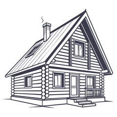 Detailed Log Cabin with Dormer Window and Porch house