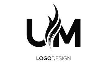 UM Creative Monogram Logo Design – Modern Abstract Letter Mark with Artistic Brush Stroke