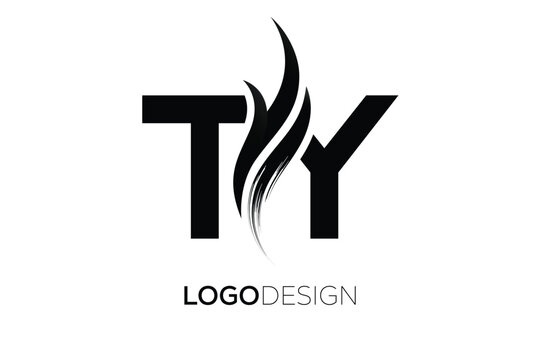TY Creative Monogram Logo Design &ndash; Modern Abstract Letter Mark with Artistic Brush Stroke