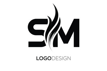 Obraz premium SM Creative Monogram Logo Design – Modern Abstract Letter Mark with Artistic Brush Stroke