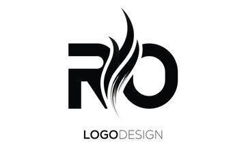 RO Creative Monogram Logo Design – Modern Abstract Letter Mark with Artistic Brush Stroke