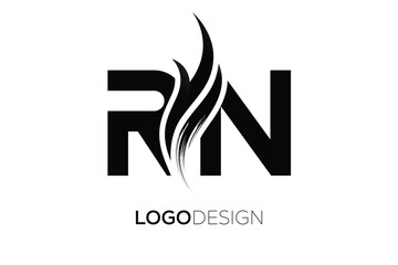 RN Creative Monogram Logo Design – Modern Abstract Letter Mark with Artistic Brush Stroke