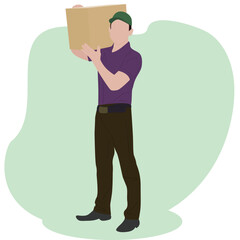 man lifting box.man with carton box packing